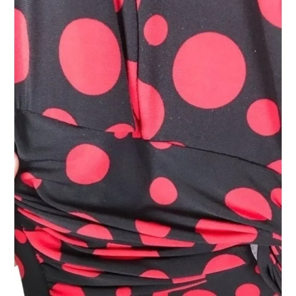 Danny & Nicole Fit & Flare Dress 8 Red Black  Polka Dot - Picture 3 of 6